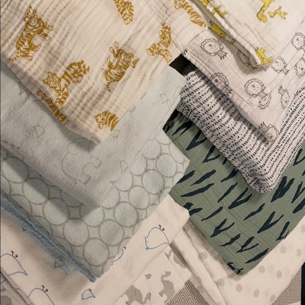 Bundle of 10 XL swaddle blankets - flannel&muslin